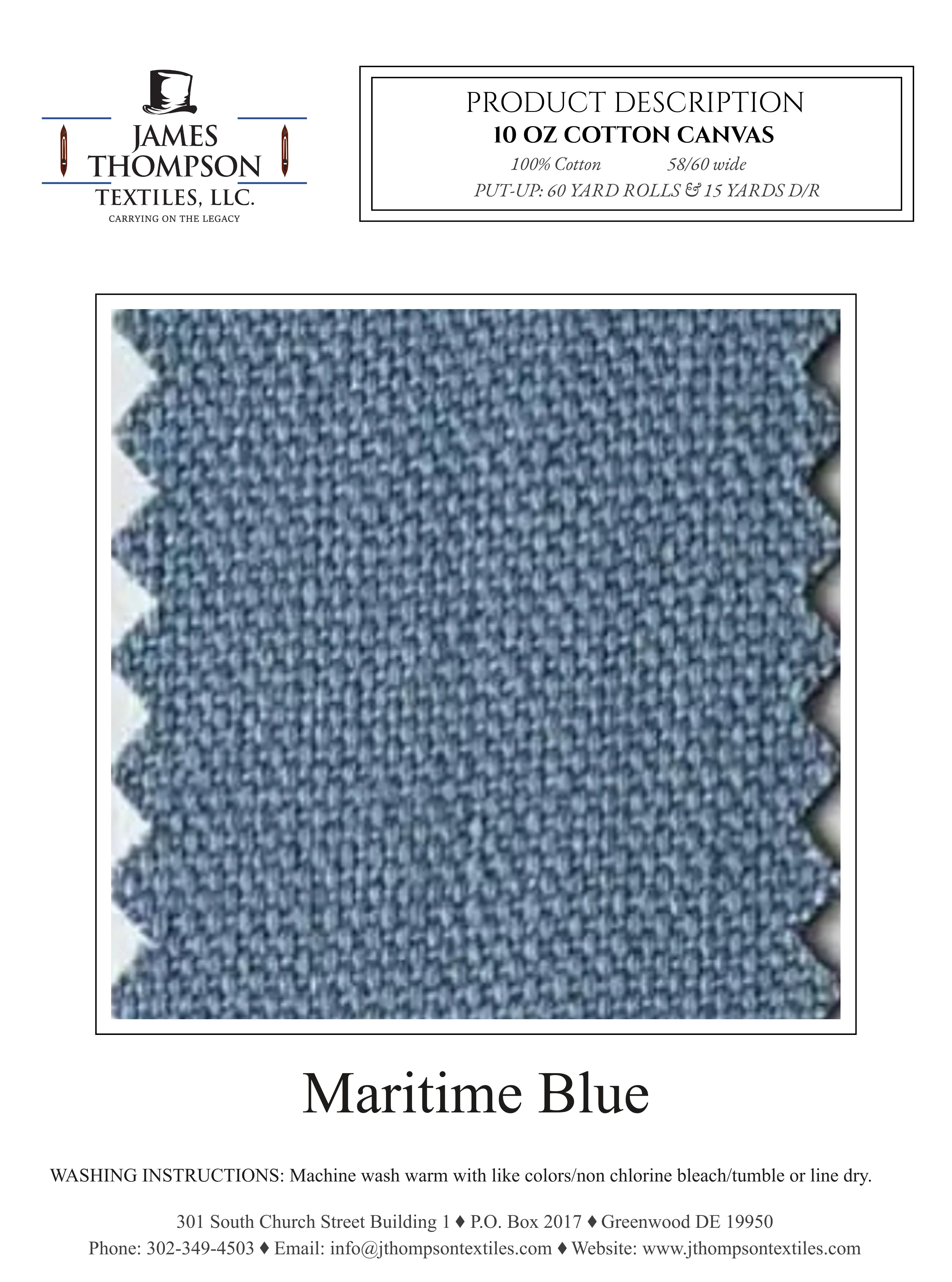 10 oz Cotton Canvas - Maritime Blue