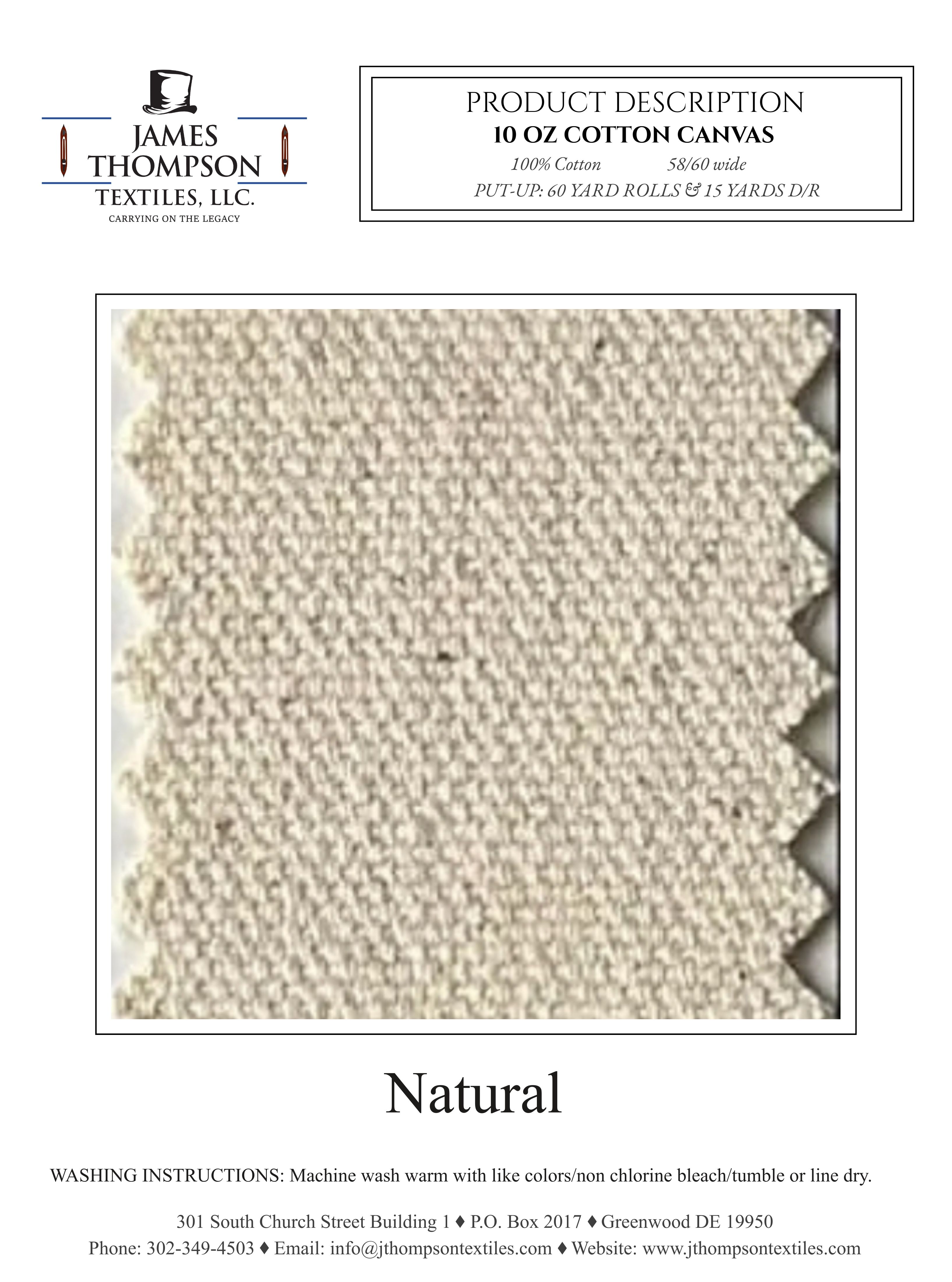 10 oz Cotton Canvas - Natural