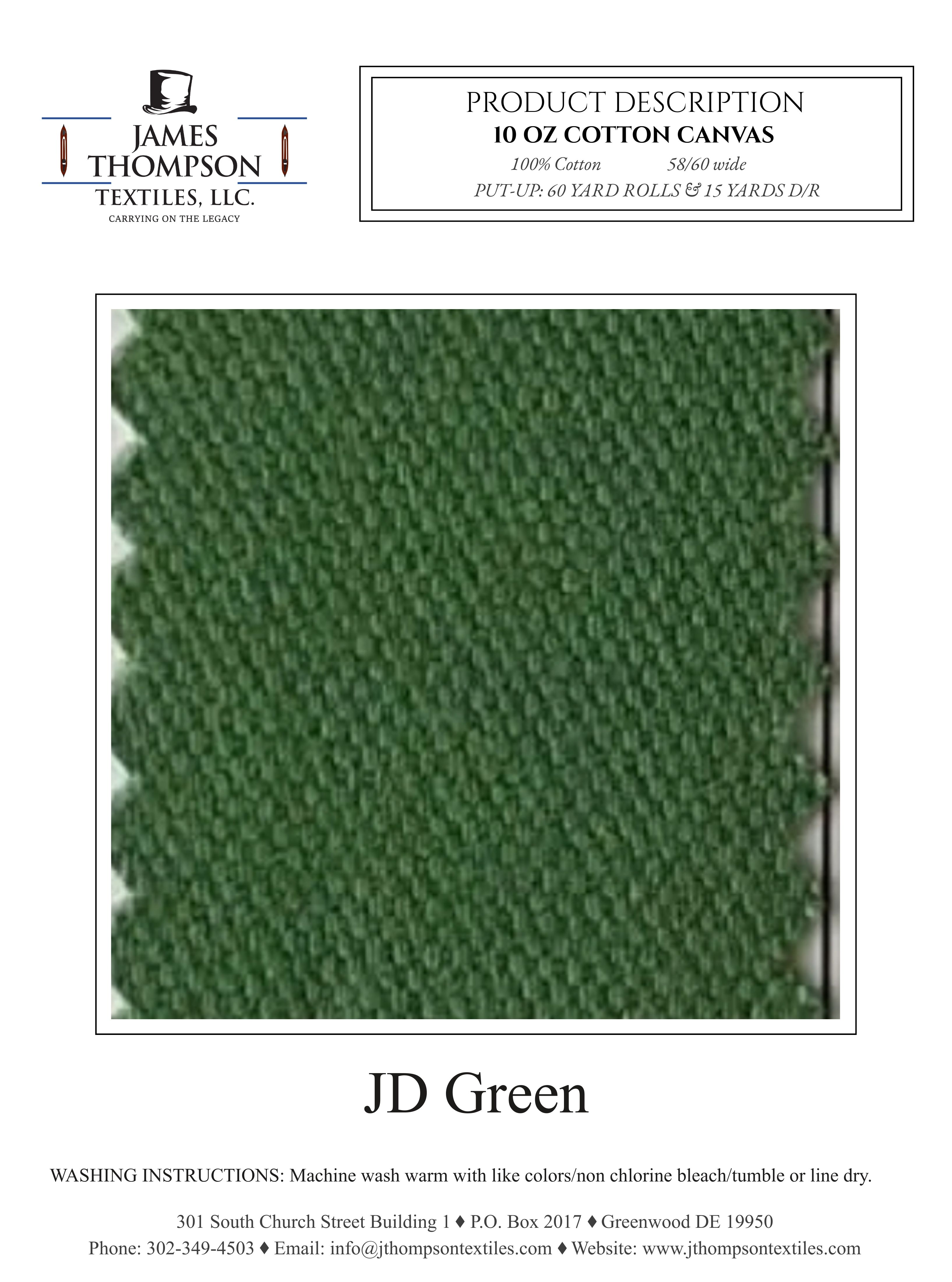 10 oz Cotton Canvas - JD Green