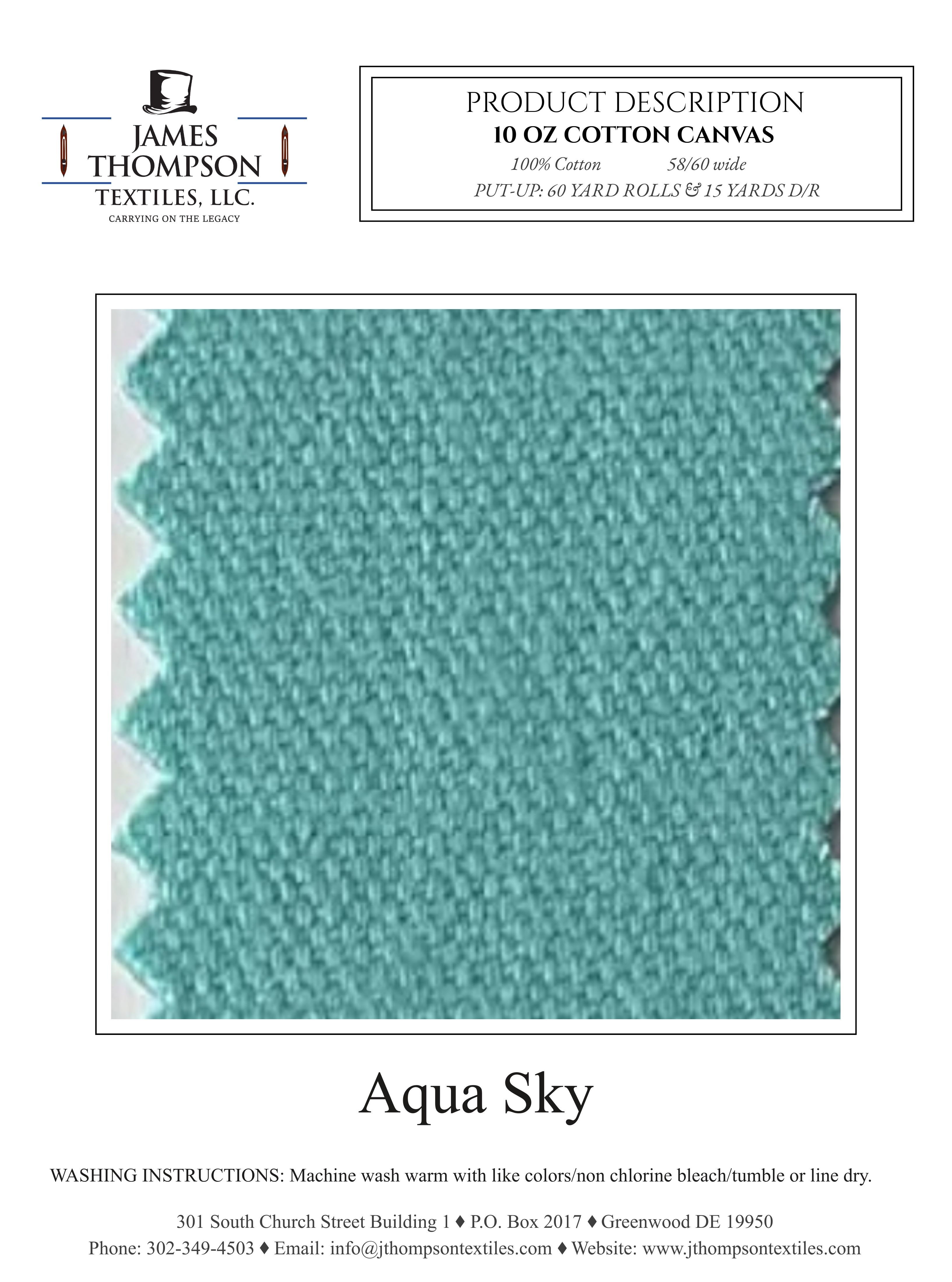 10 oz Cotton Canvas - Aqua Sky